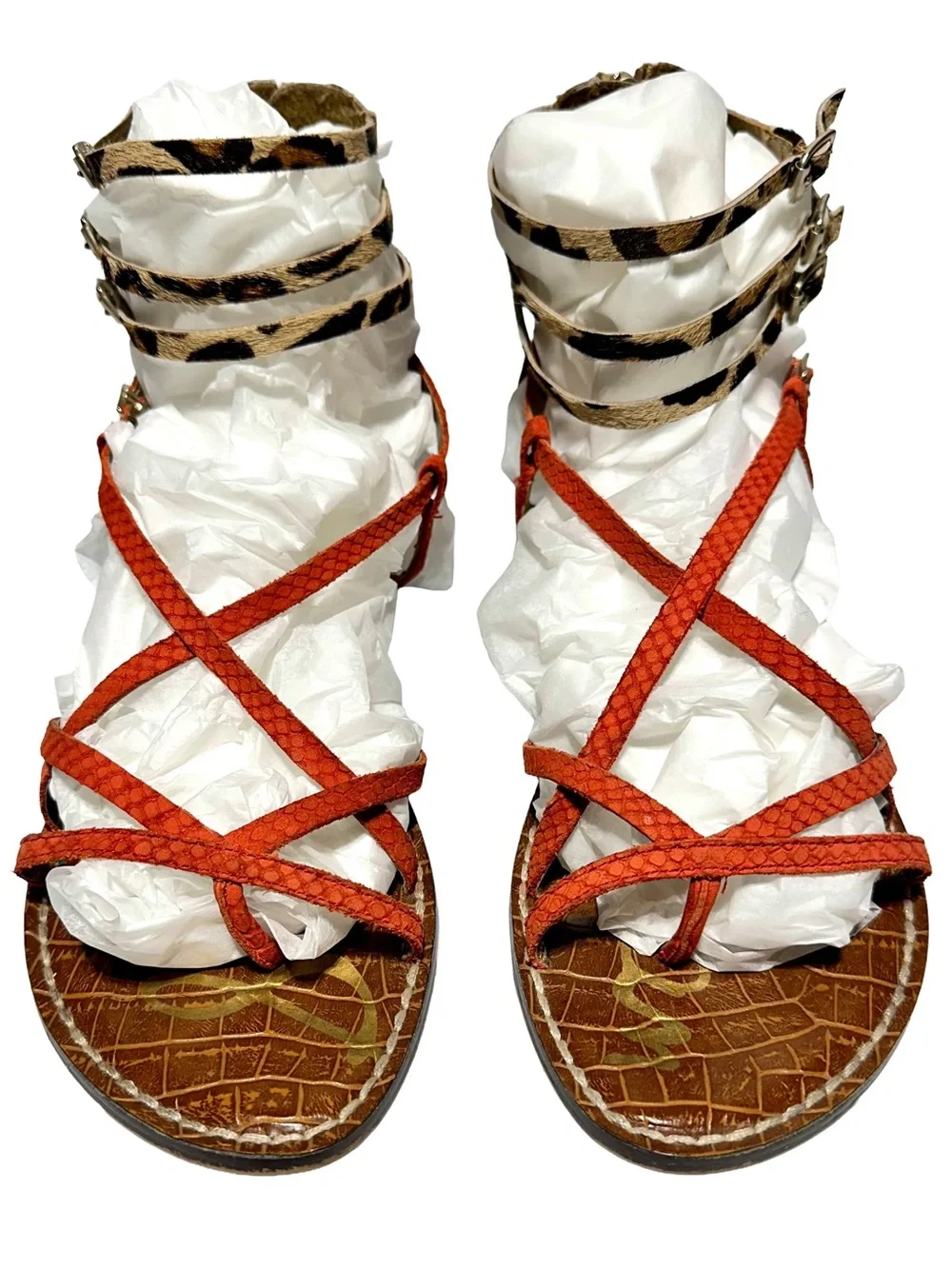 SAM EDELMAN Gable Leopard Gladiator Sandals Boho Festival Animal Print - Picture 3 of 11